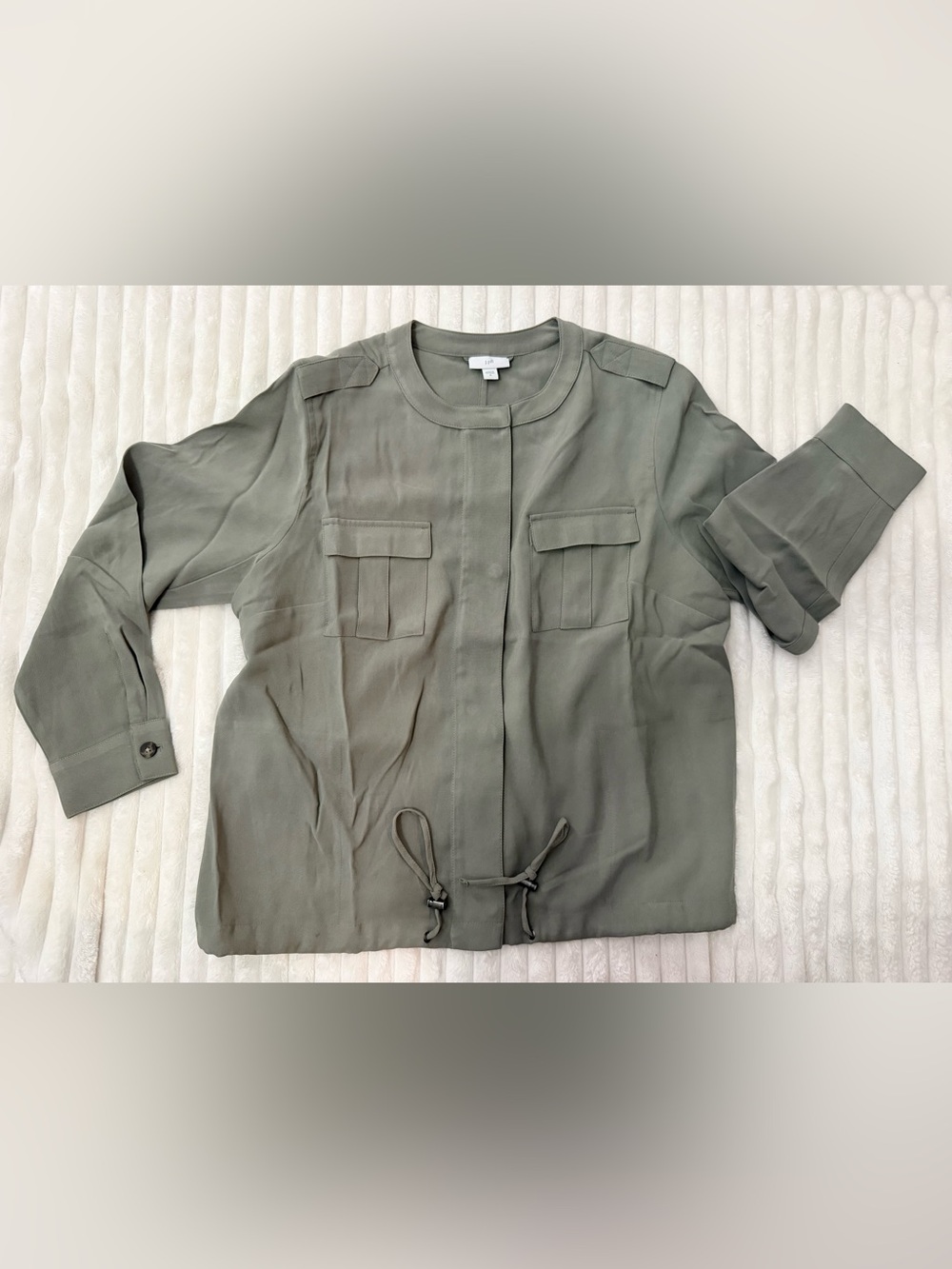 J Jill Women’s Light Olive Drawstring Utility Jacket